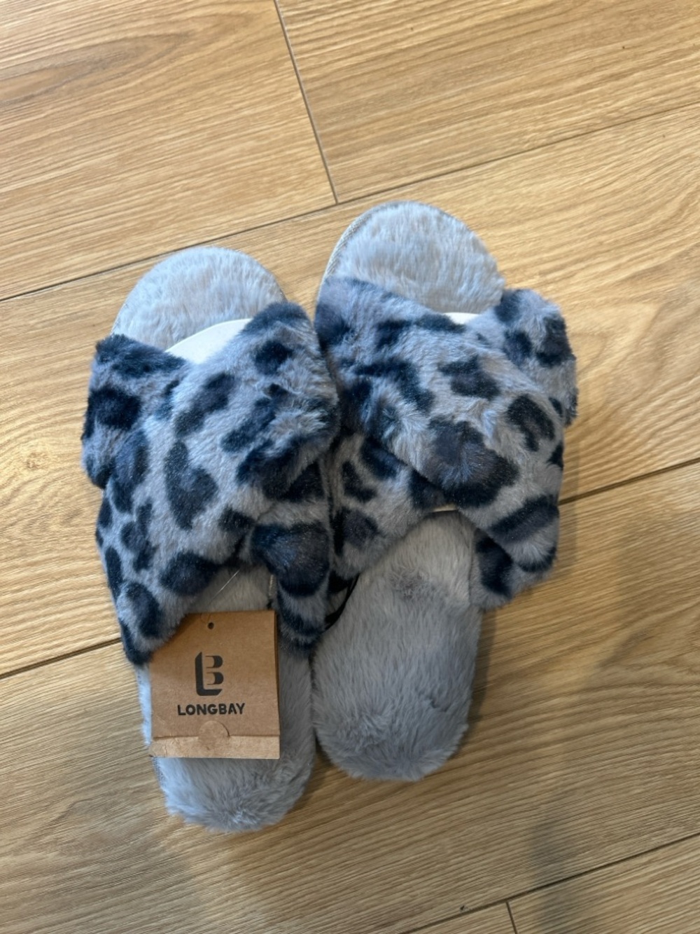 Longbay Leopard Faux Fur Slippers | Women’s XL 11–12 | New With Tags
